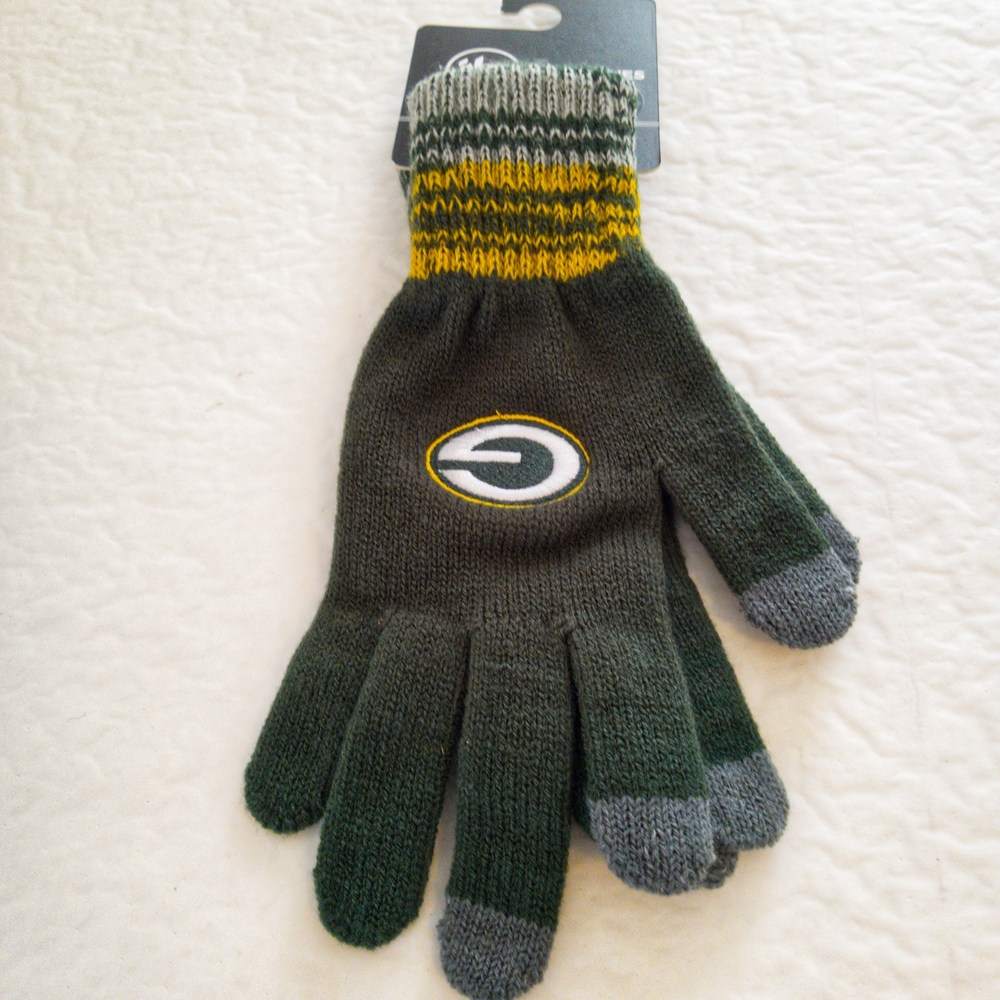 Green Bay Packers Green and Gray Knit Gloves